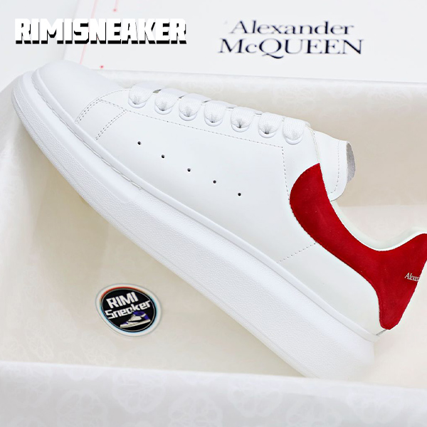 ALXNDER MC Mcqv*en WHITE SMOOTH CALF LEATHER RED SUEDE