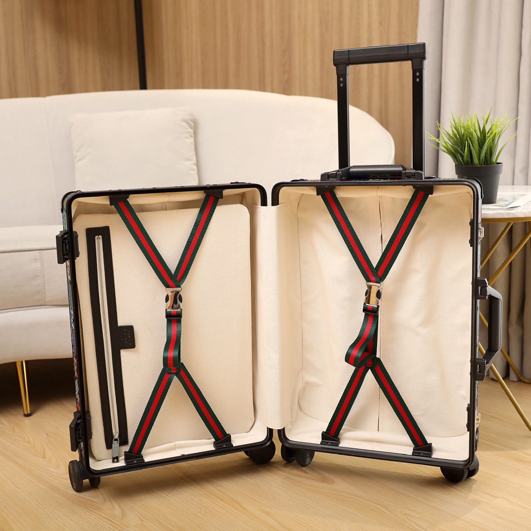 Gvc*1 Luggage/Vintage Trolley Case Classic Flower Pattern Aluminum Frame Size: 20 inches