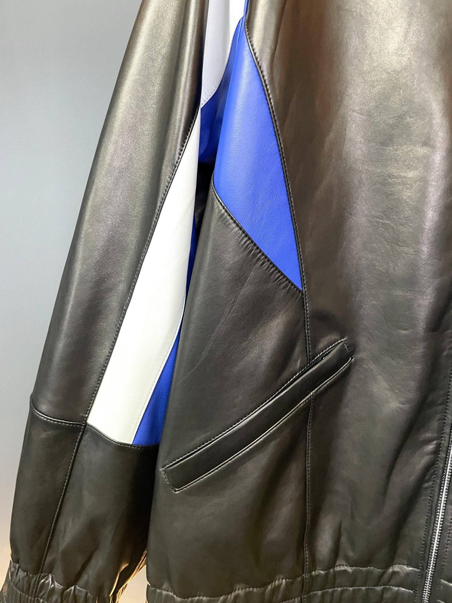 Ba1en*iaga 2023 Hooded Leather Jacket
