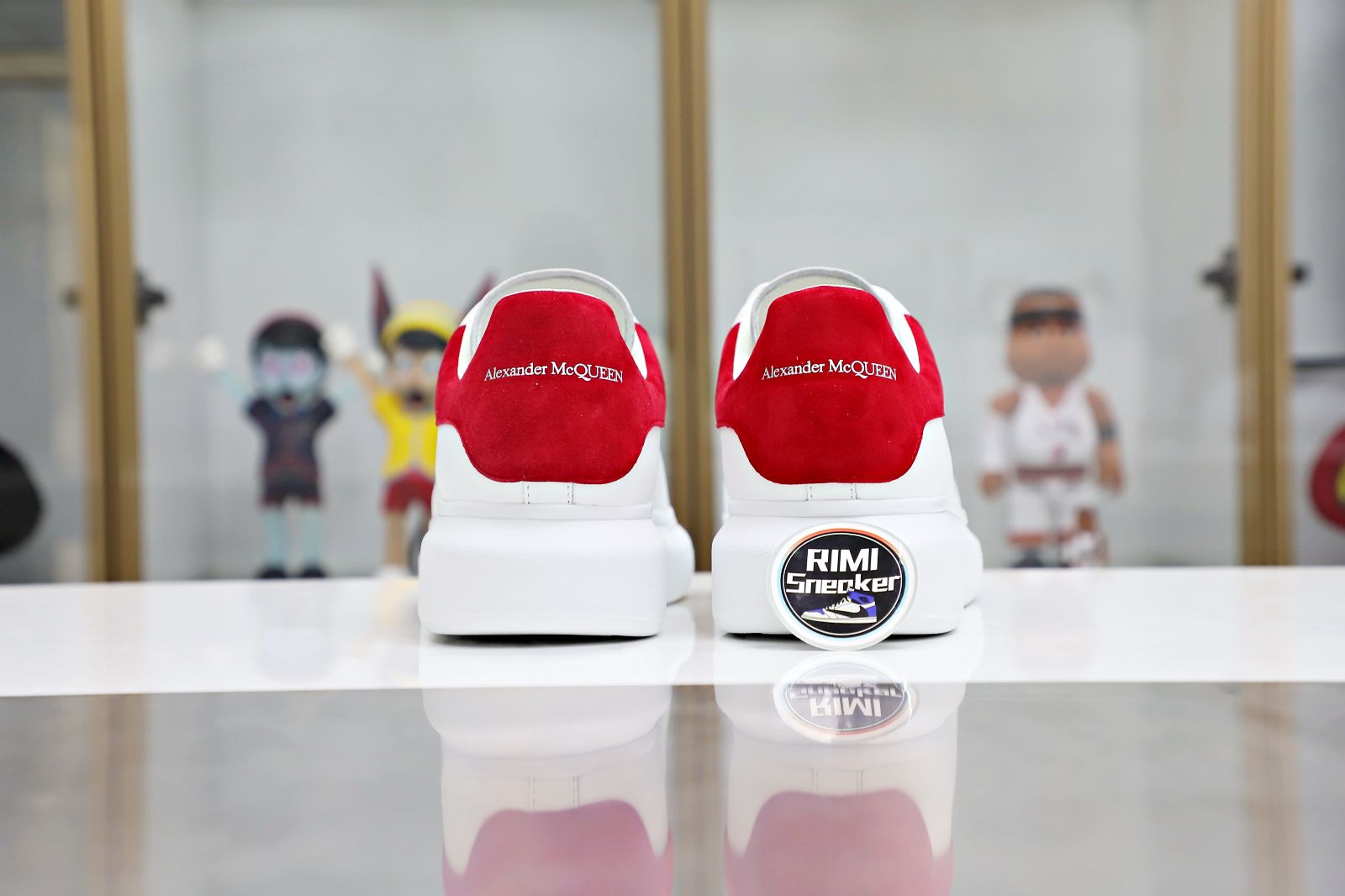 ALXNDER MC Mcqv*en WHITE SMOOTH CALF LEATHER RED SUEDE
