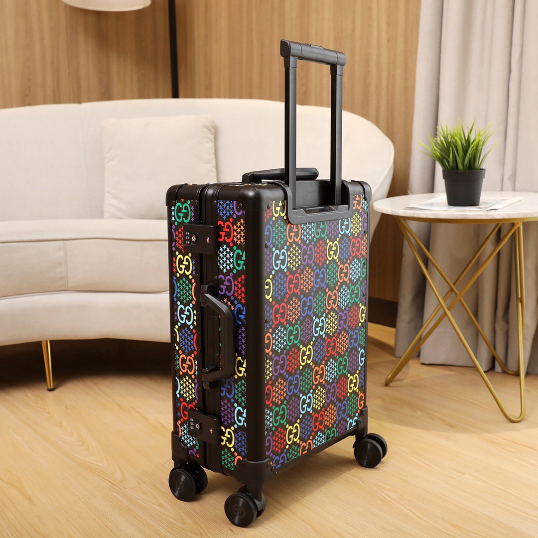 Gvc*1 Luggage/Vintage Trolley Case Classic Flower Pattern Aluminum Frame Size: 20 inches