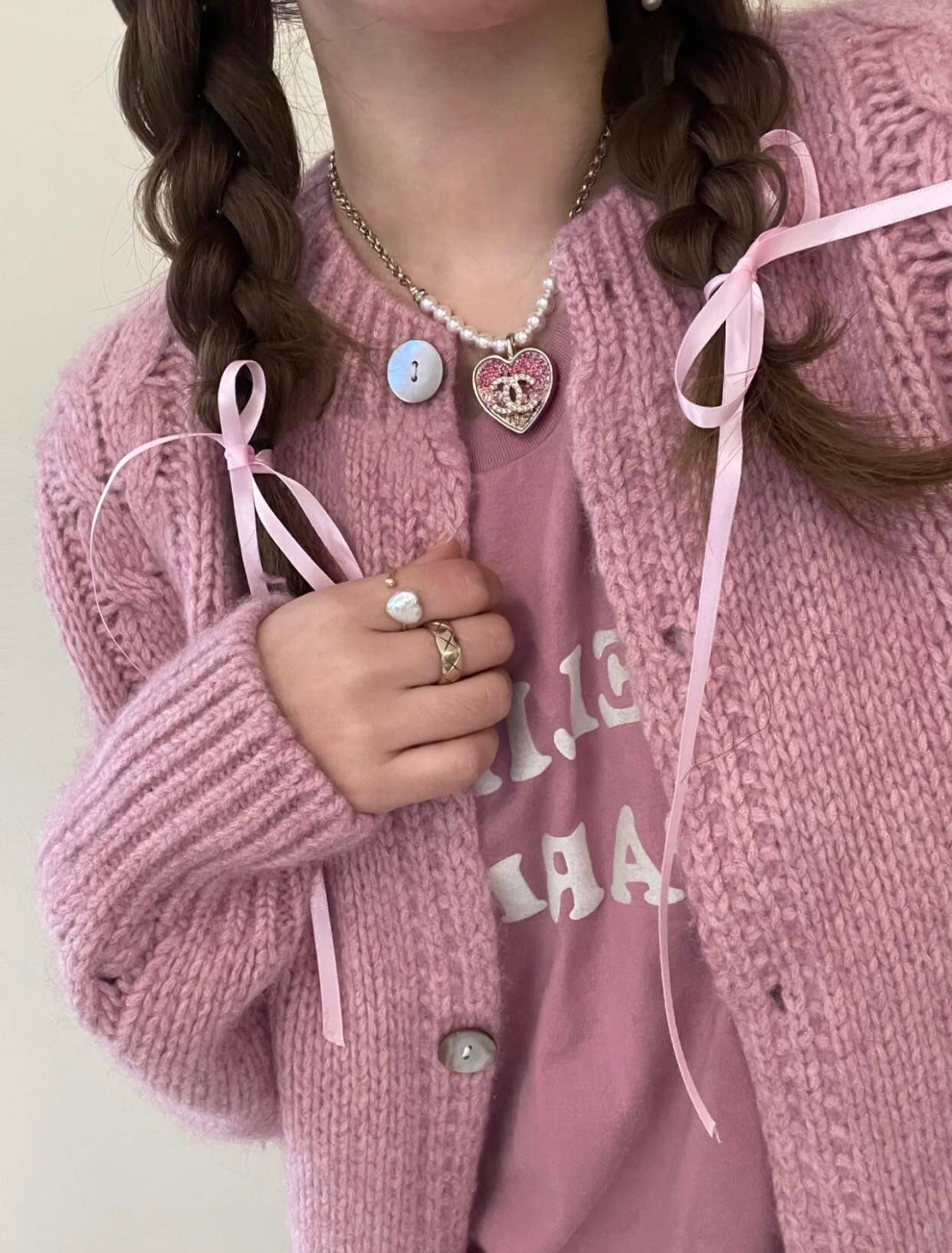 Ch**el Large Double Sided Heart Necklace