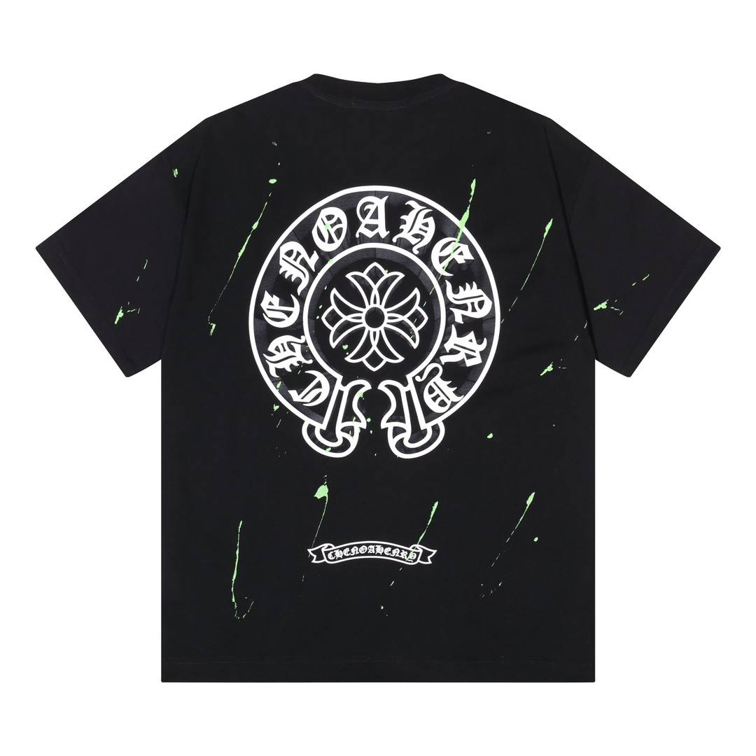 Ch*0me He**ts 24ss Crockett splash ink printing process short sleeve
