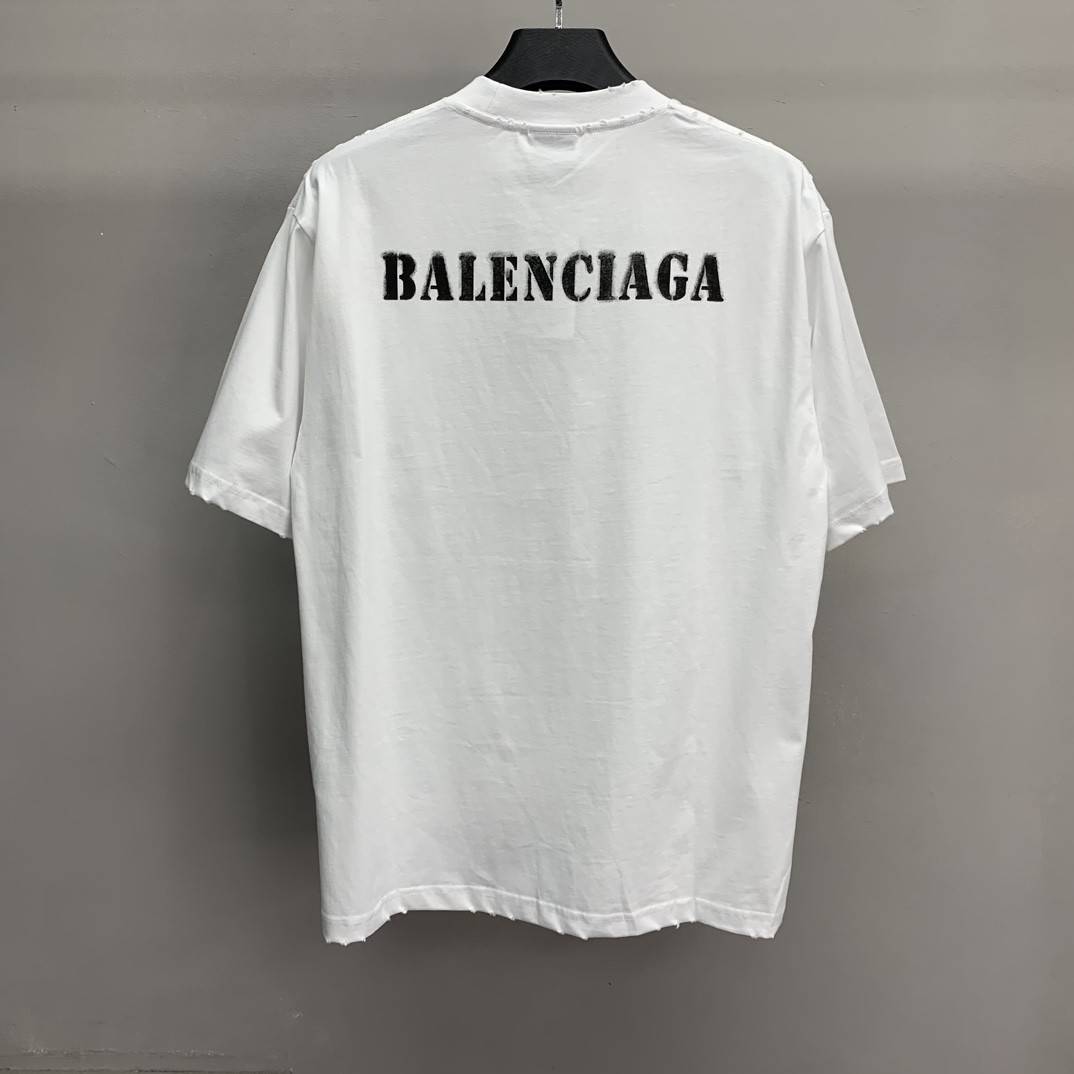 Ba1en*iaga front and back T-shirt with blurred letters
