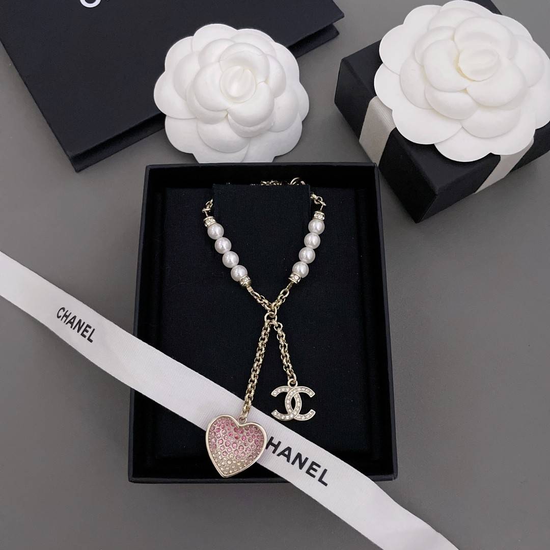 Ch**el Double Pendant Heart Necklace