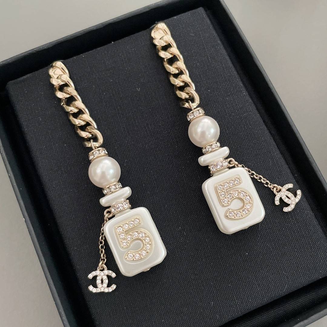Ch**el Perfume Bottle Stud Earrings