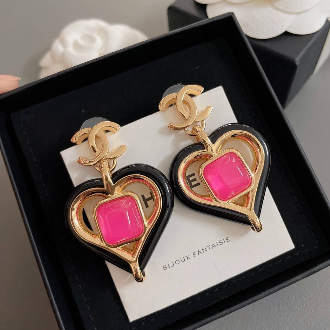 Ch**el Heart Stud Earrings