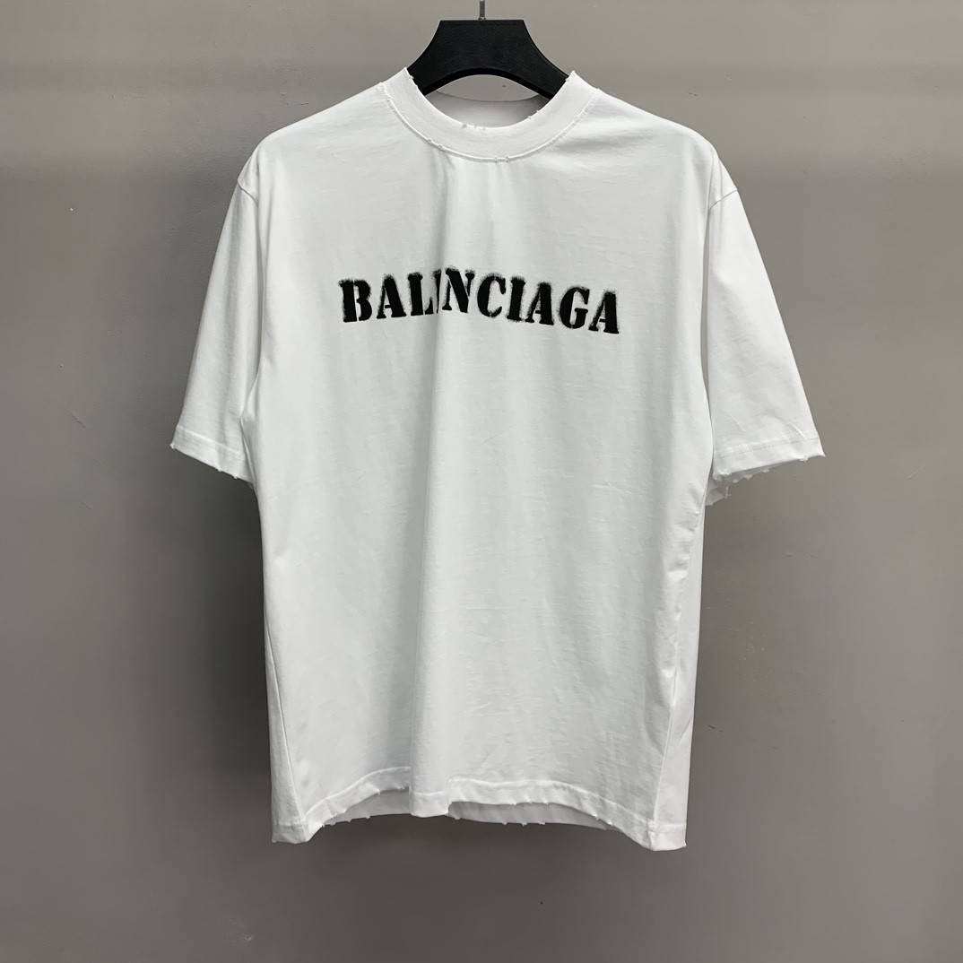 Ba1en*iaga front and back T-shirt with blurred letters