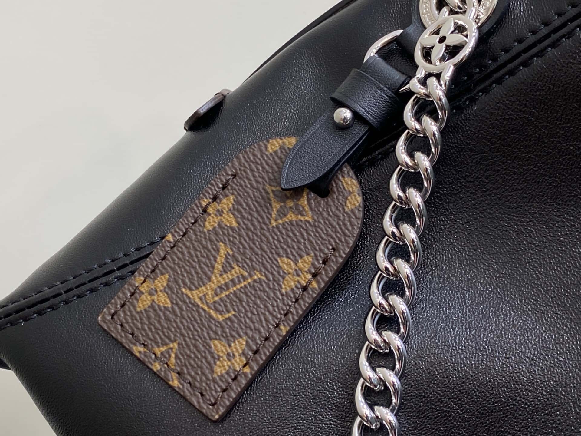 M12888 Black full leather shopping bag series CARRYALL BB handbag