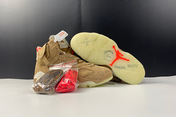 Travis Scott x Air Jordan 6 SP British Khaki / Bright Crimson-Sail