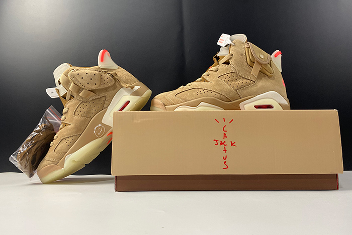 Travis Scott x Air Jordan 6 SP British Khaki / Bright Crimson-Sail
