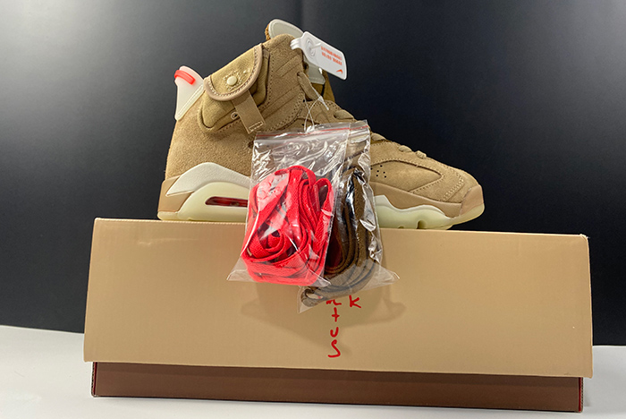 Travis Scott x Air Jordan 6 SP British Khaki / Bright Crimson-Sail