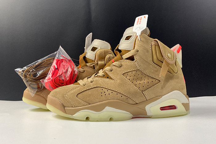 Travis Scott x Air Jordan 6 SP British Khaki / Bright Crimson-Sail