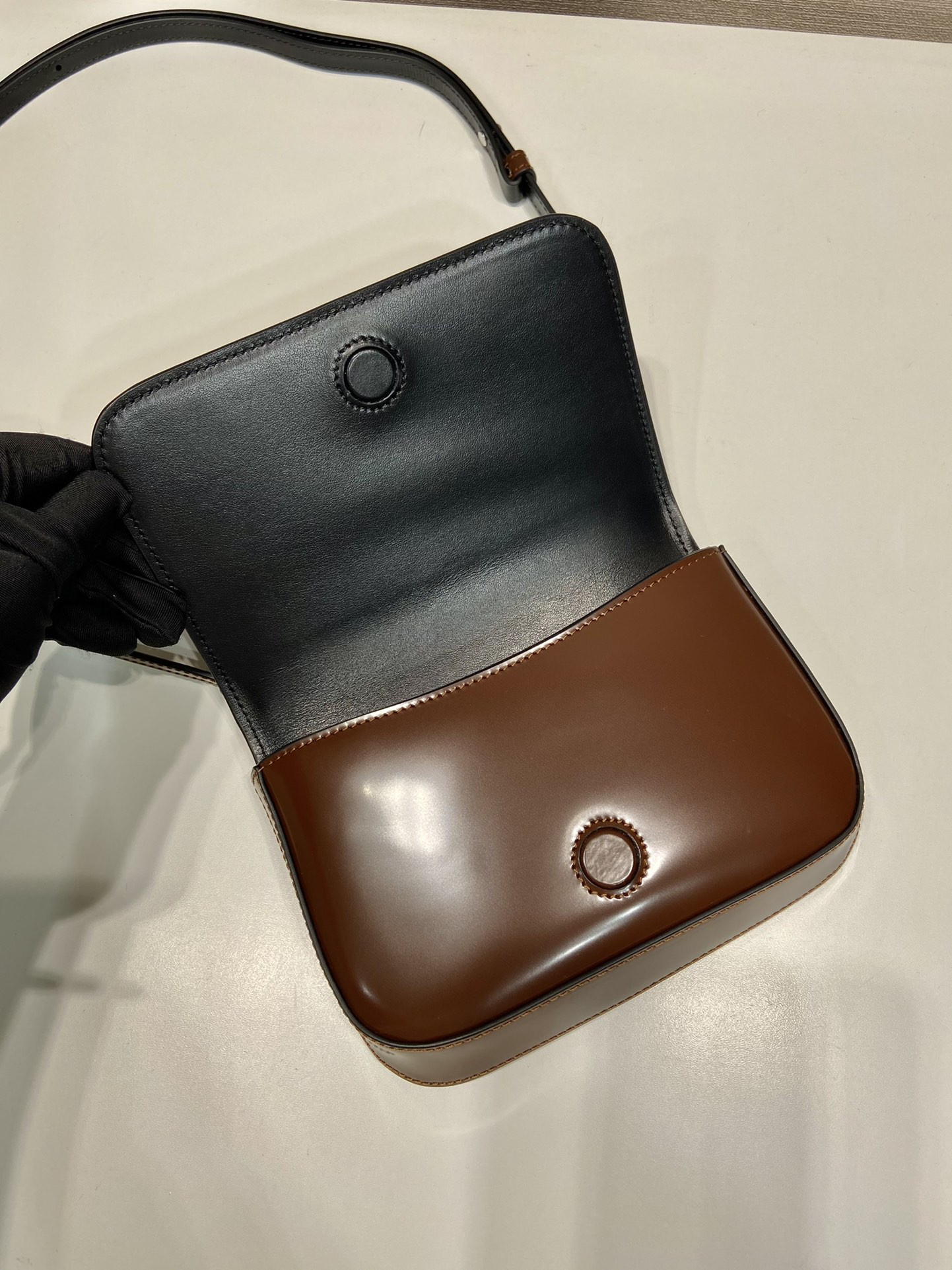 Pra*a Brushed Leather Mini-bag With Shoulder Strap Bag