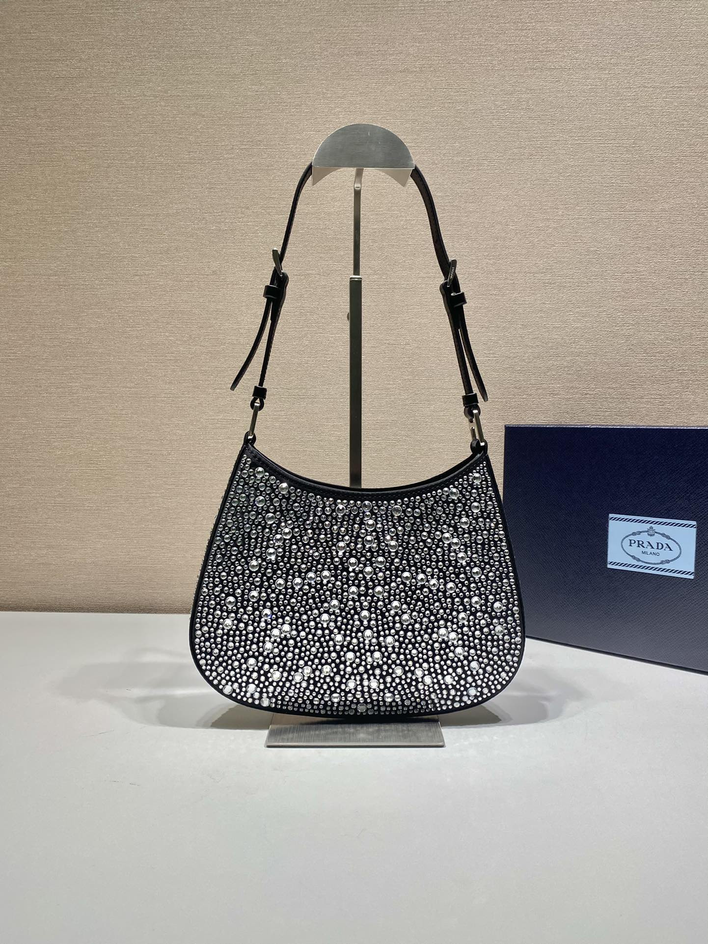 Pra*a Cleo Satin Bag With Crystals
