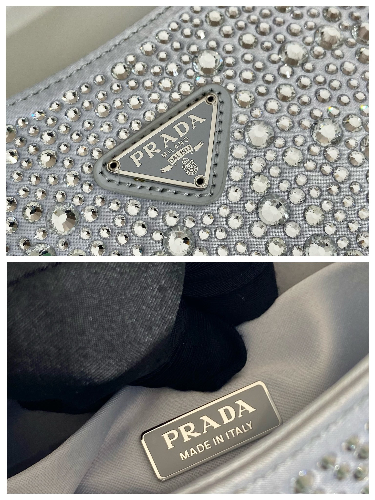 Pra*a Cleo Satin Bag With Crystals