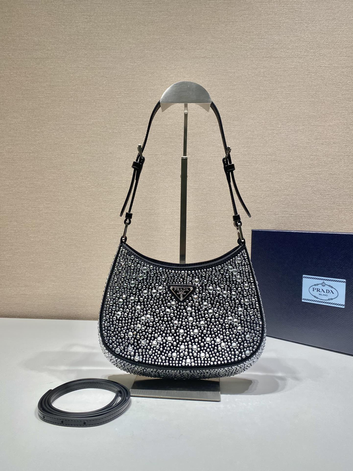 Pra*a Cleo Satin Bag With Crystals