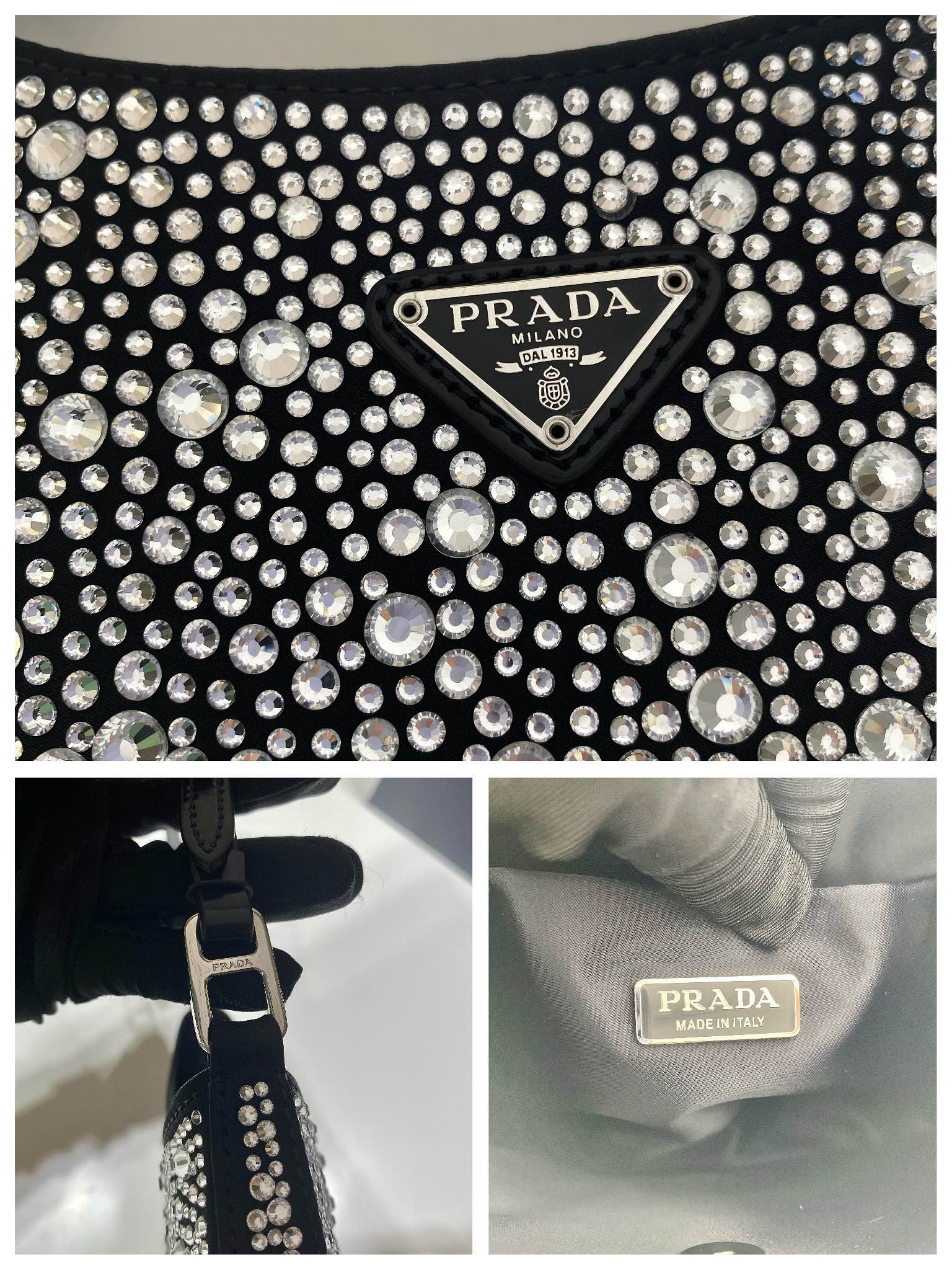 Pra*a Cleo Satin Bag With Crystals