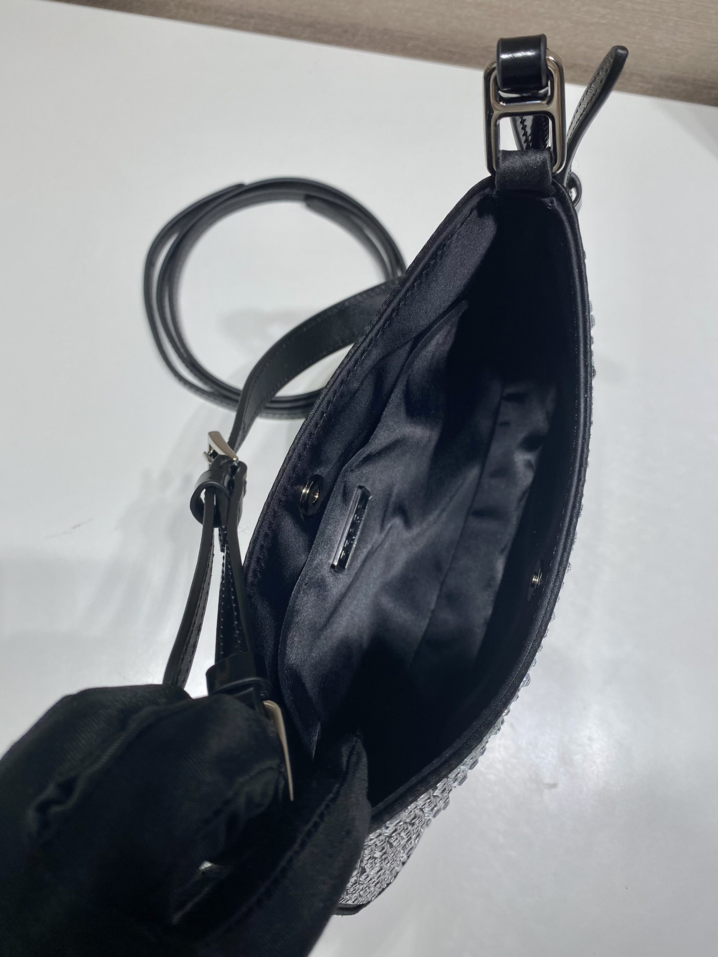 Pra*a Cleo Satin Bag With Crystals