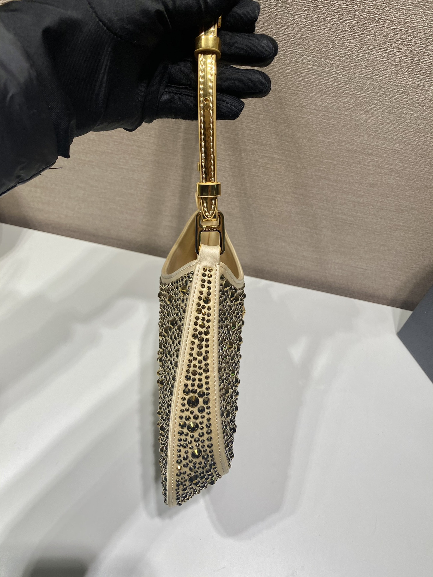Pra*a Cleo Satin Bag With Crystals
