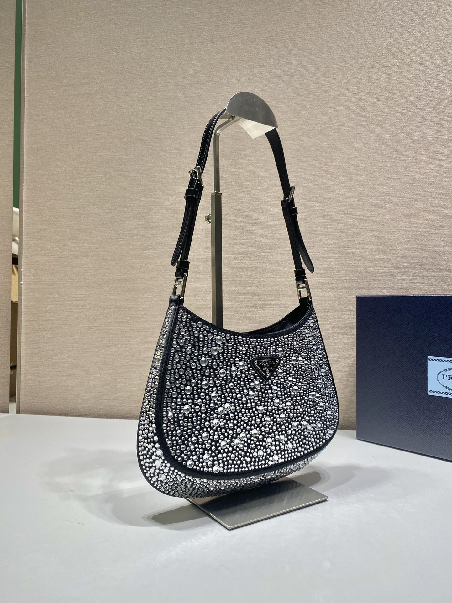 Pra*a Cleo Satin Bag With Crystals