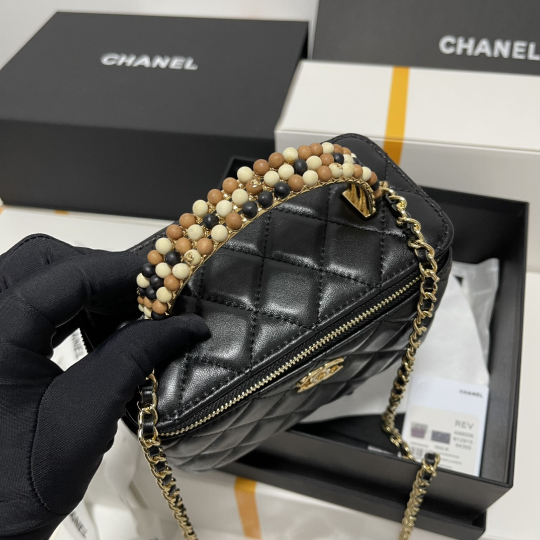 Ch**el Wooden Bead Handle Bag