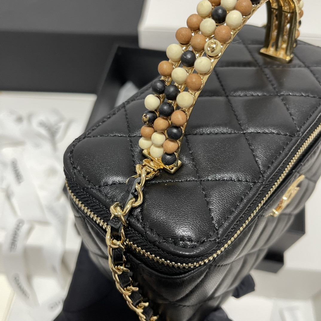 Ch**el Wooden Bead Handle Bag