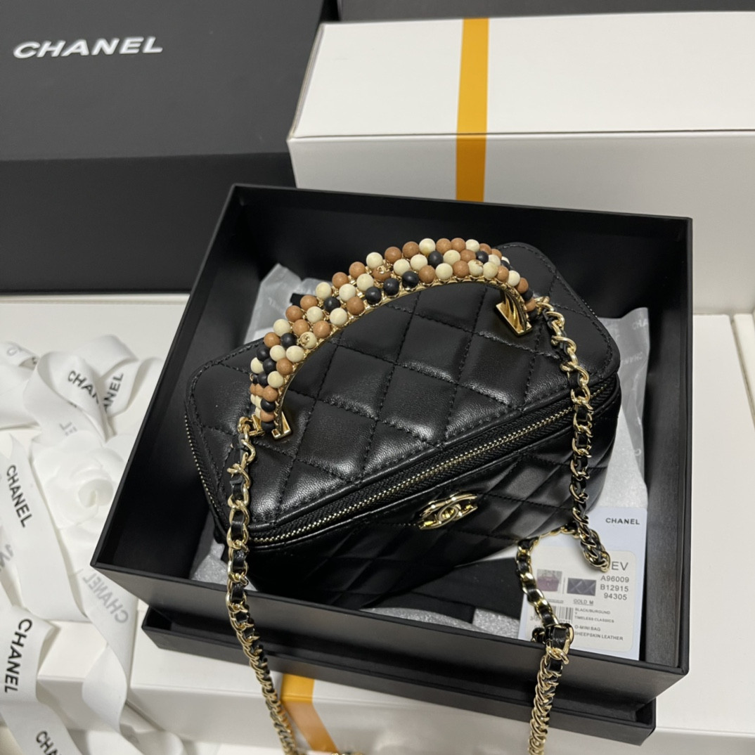 Ch**el Wooden Bead Handle Bag