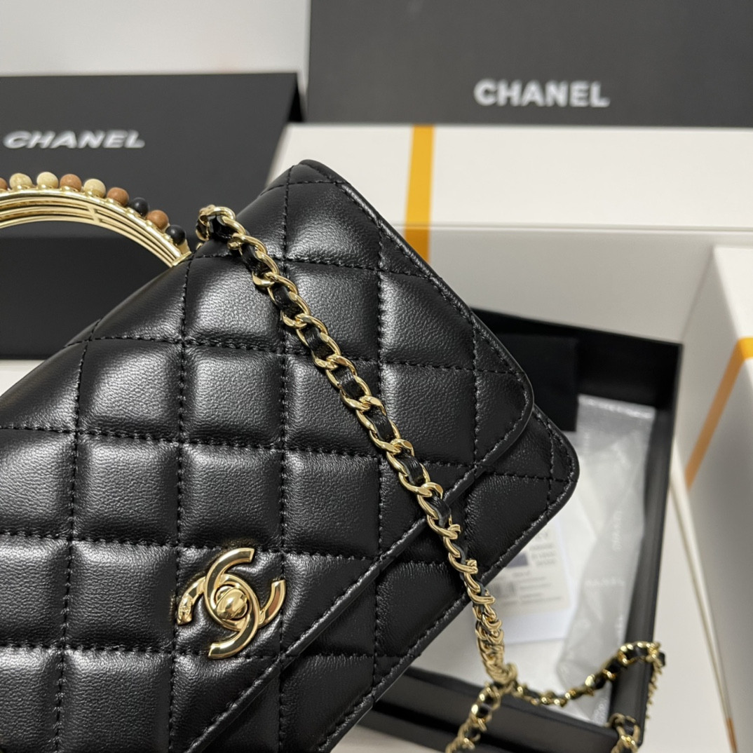 Ch**el Wooden Bead Handle Bag