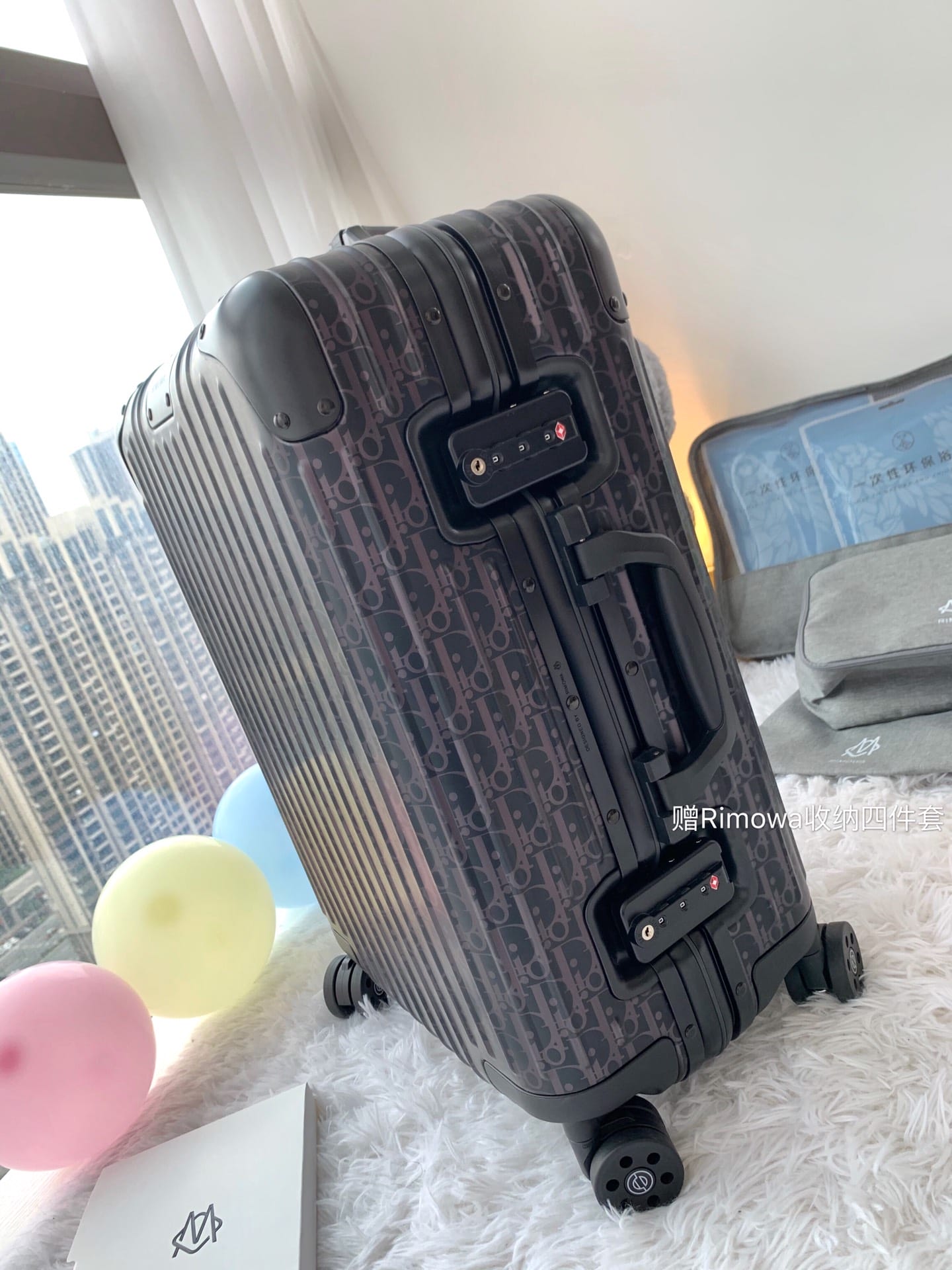 D10r x R1m0wa Oblique Carry On Aluminum Black Cabin Luggage
