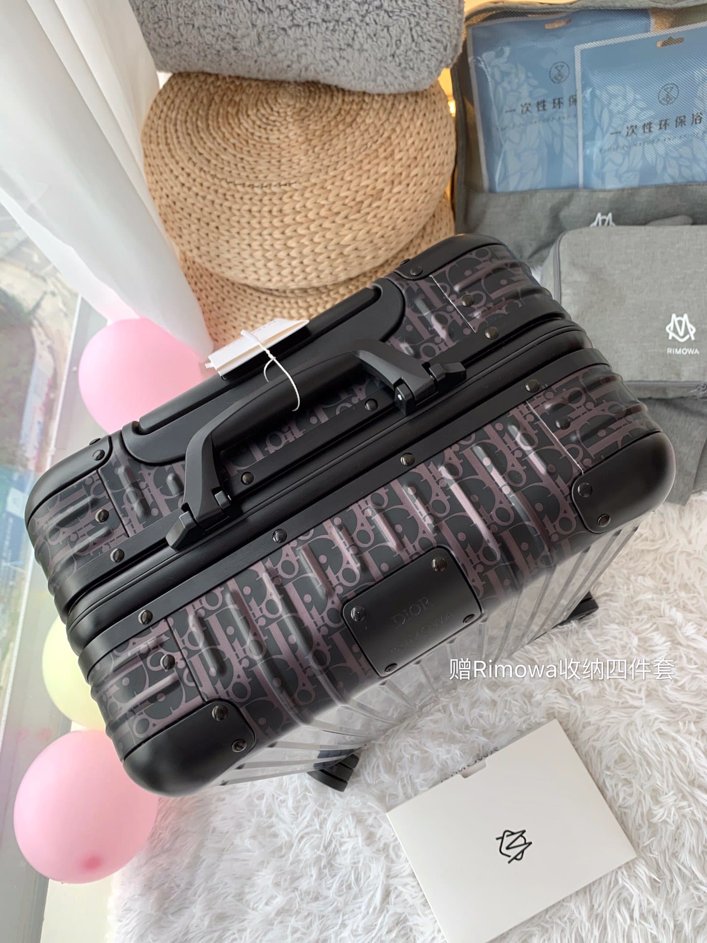 D10r x R1m0wa Oblique Carry On Aluminum Black Cabin Luggage