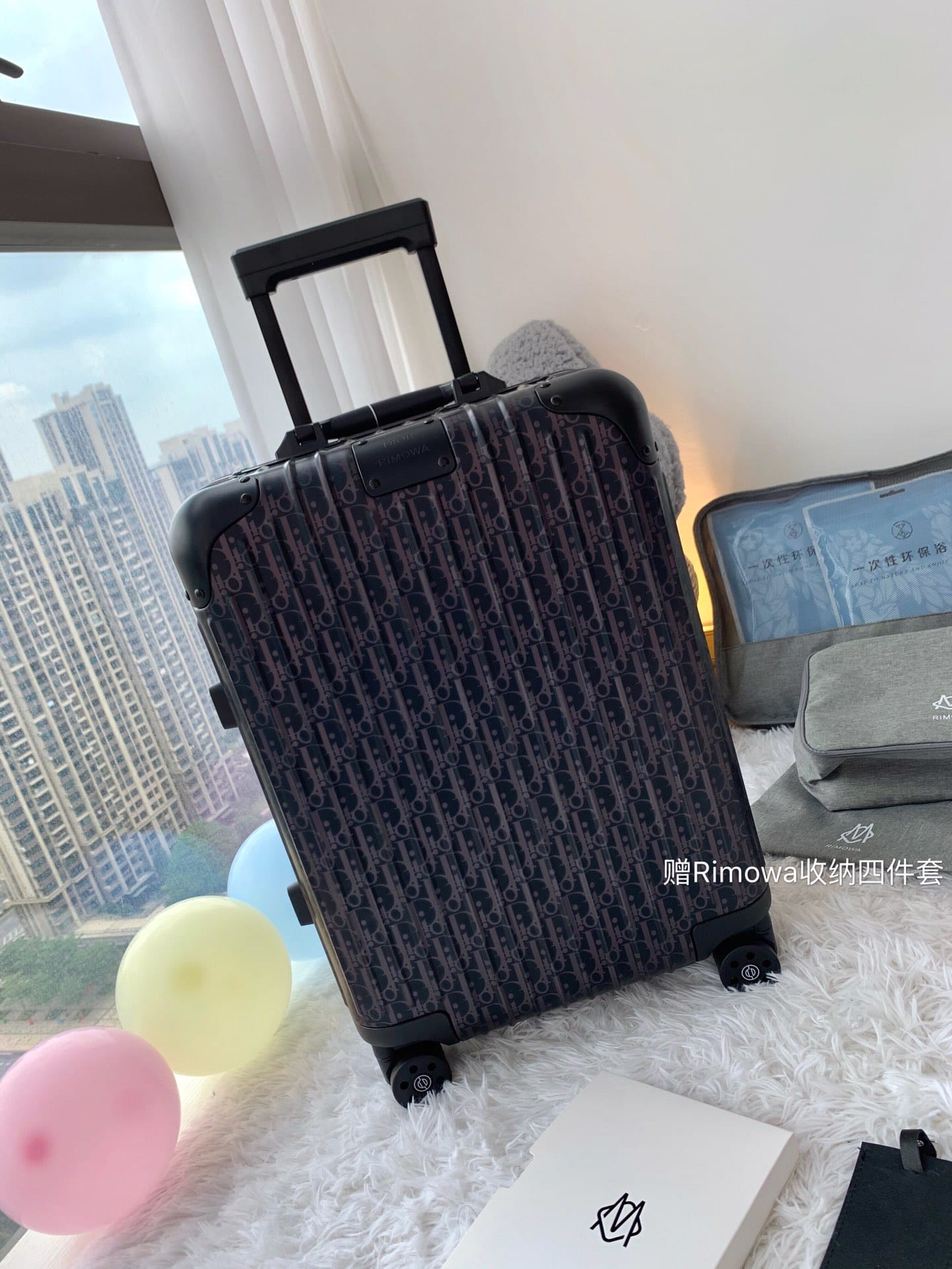 D10r x R1m0wa Oblique Carry On Aluminum Black Cabin Luggage