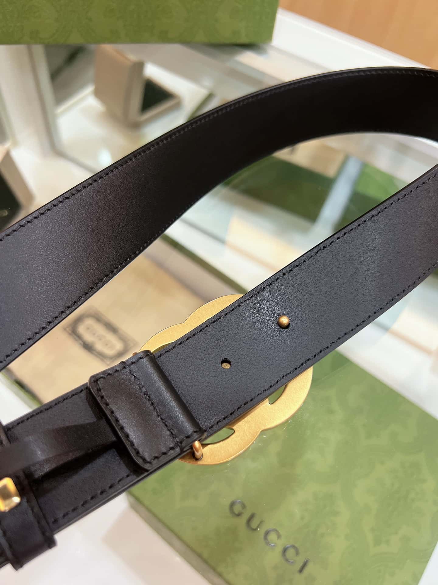 Gvc*1 double-sided selected top layer leather GG belt